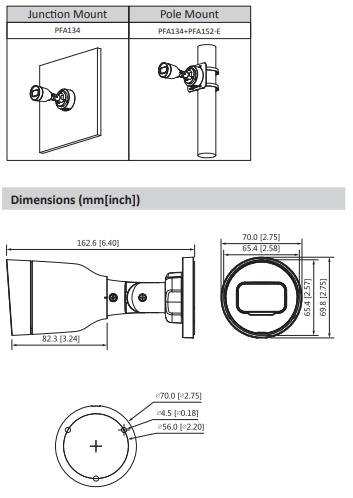 جانمایی و ابعاد دوربین DH-IPC-HFW1330S1-S4