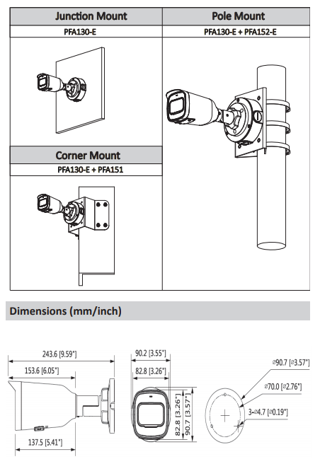 جانمایی و ابعاد دوربین EZ-IPC-B2B40P-ZS